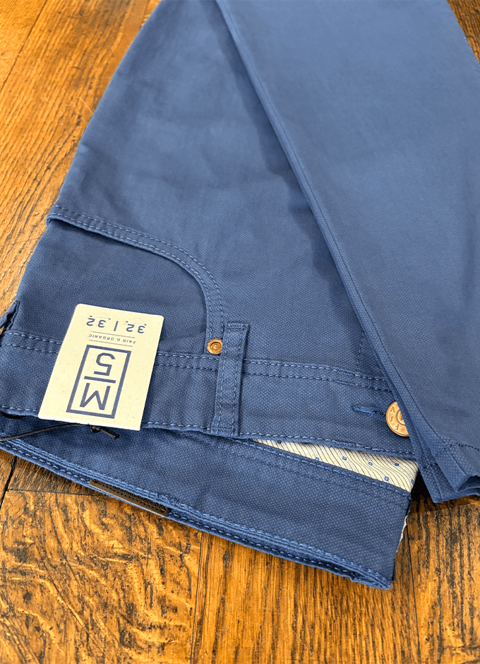 Five Pocket Trousers | Soft Micro Print | Blue