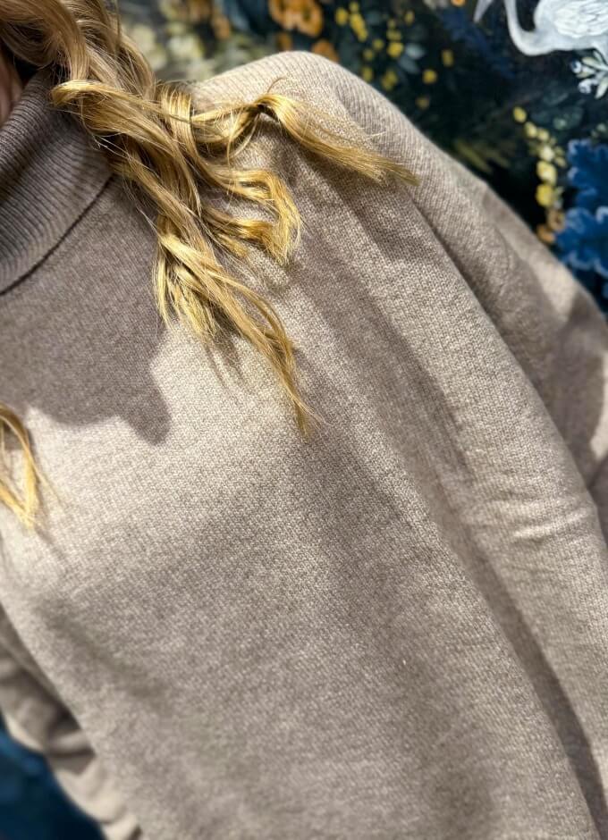 Chloe Boxy Cowl Neck Jumper | Organic Dark Brown