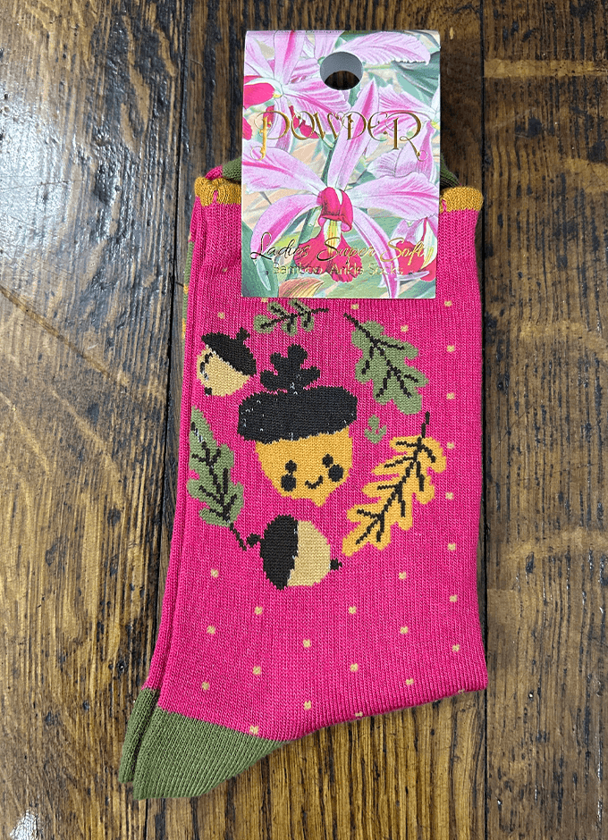 Ankle Socks| Happy Acorn Fuchsia