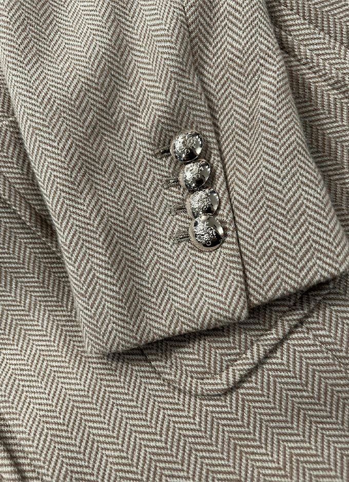 Albury Herringbone Jersey Tweed Blazer| Tan