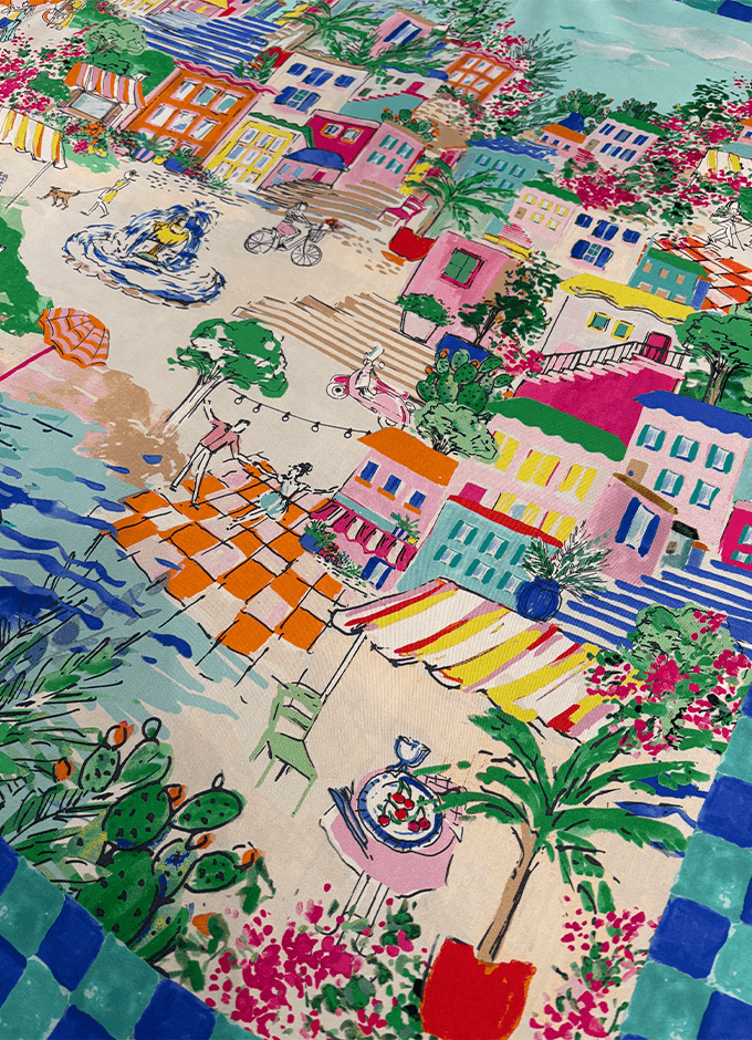Bloomfield Amalfi Scene Square 100% Silk Scarf