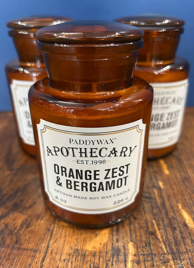 Apothecary Glass Jar Candle 8 oz | Orange Zest & Bergamot