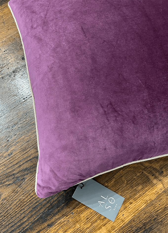 Indian Cotton Velvet Cushion 50X50cm | Berry