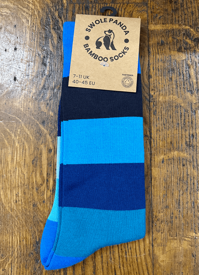 Swole Panda | Block Stripe Blue Socks