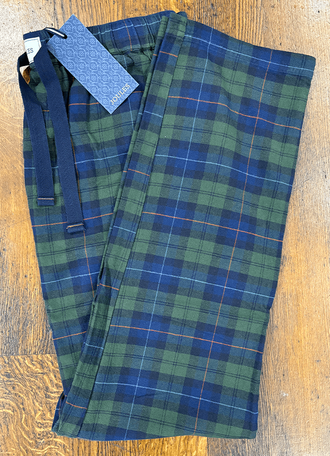 Dozer Cotton Pyjama Bottoms | Green/Navy Check