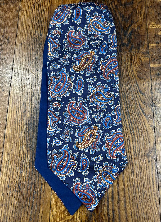 Silk Cravat | Navy Large Paisley