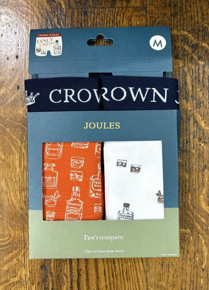 Fancy A Stiff One Orange/White Cotton Jersey Boxer Shorts 2 pack