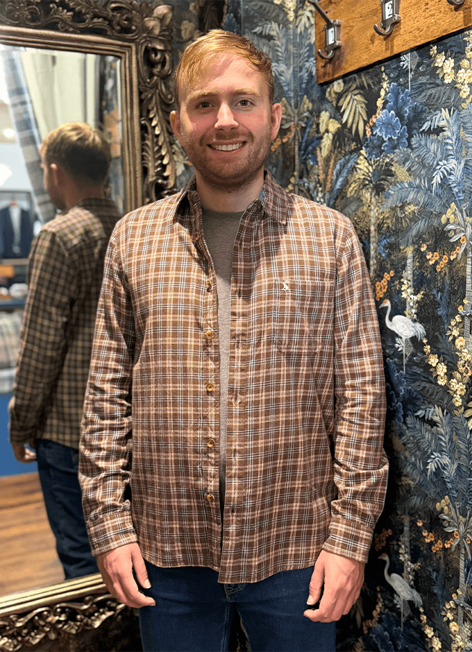 Brown Long Sleeve Heavyweight Brushed Flannel Shirt