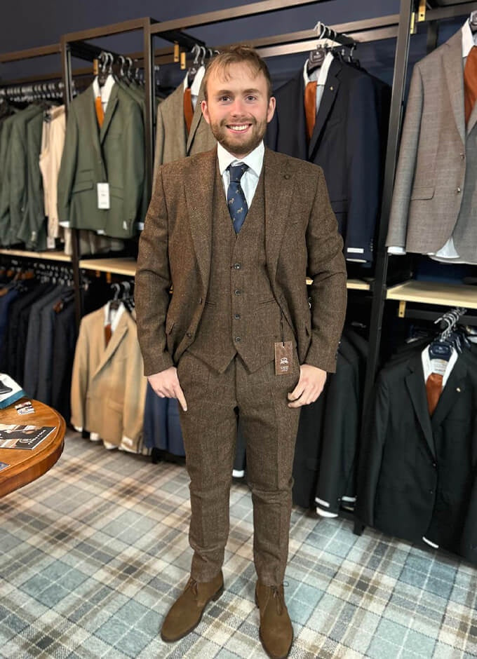 Brown Herringbone Donegal Tweed Trouser