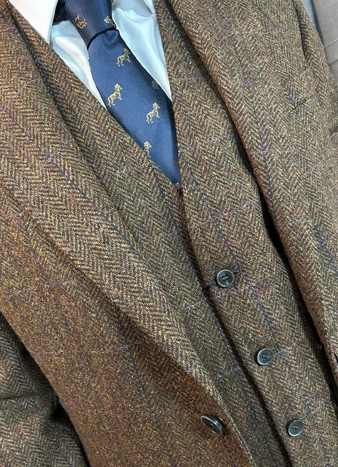 Brown Herringbone Donegal Tweed Jacket