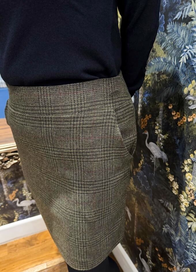 Browning Mini Skirt | Olive Prince of Wales Check