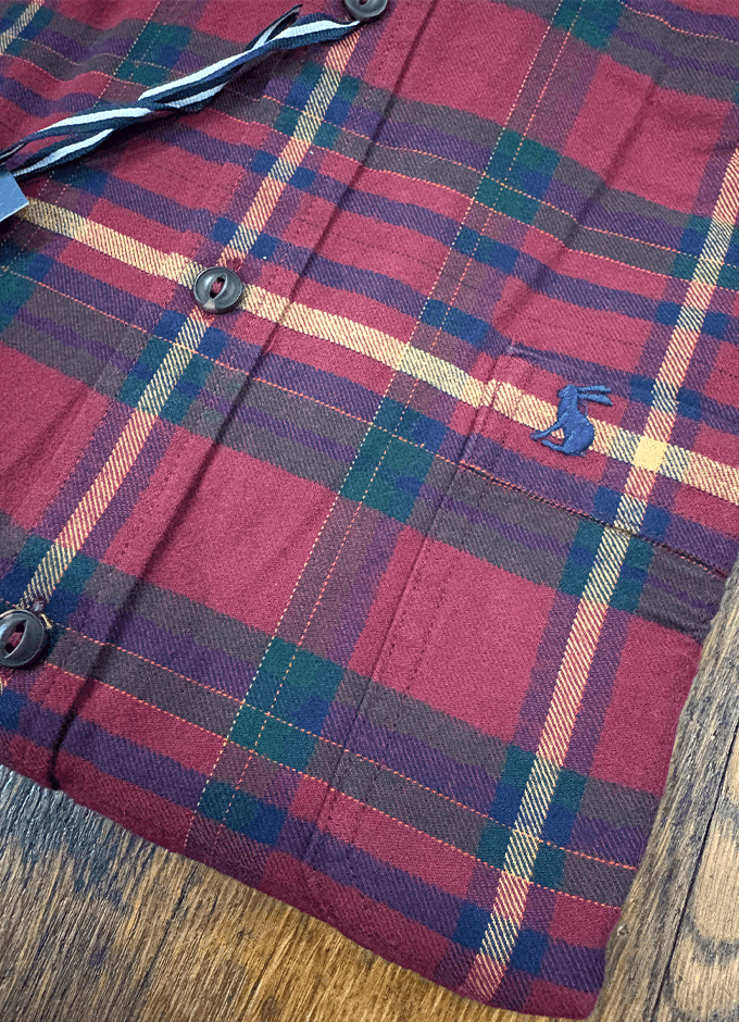 Brushed Flannel Cotton Shirt | Burgundy