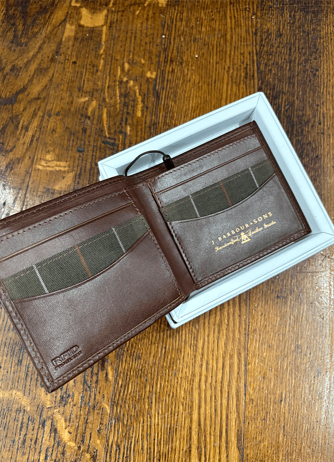 Colwell Leather Billfold Wallet | Brown/Tartan