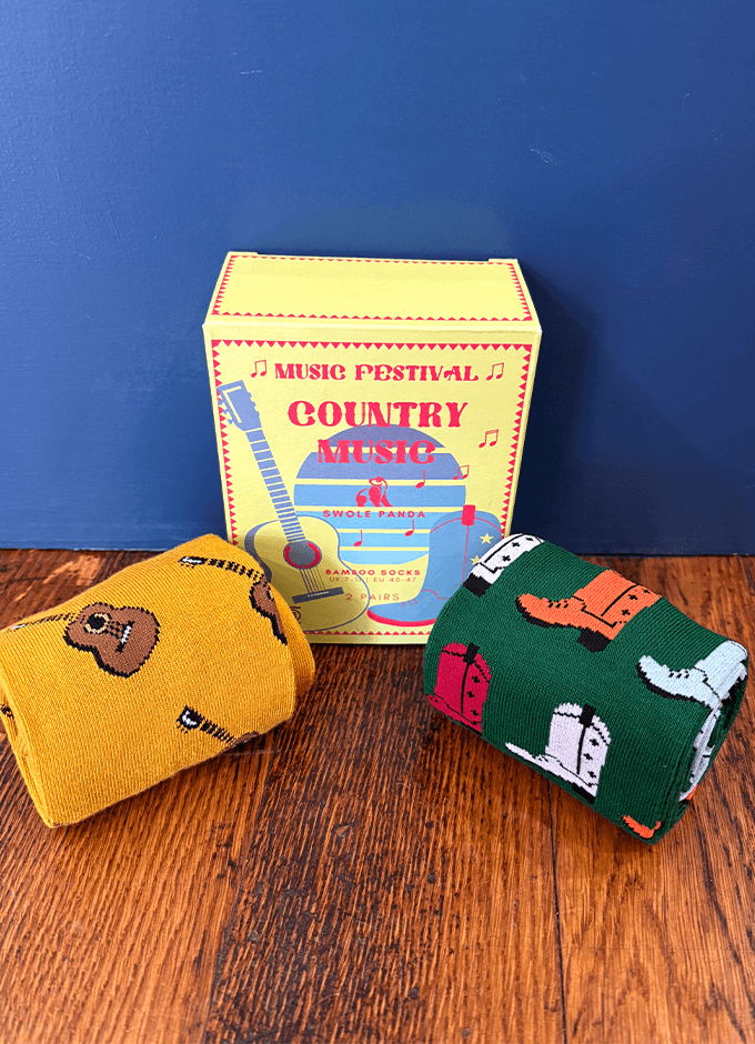 Swole Panda | Country Music Sock Box 2 Pairs | 7-11