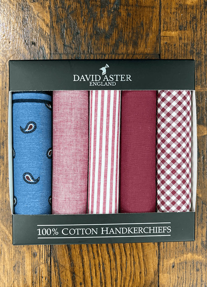 Pack of Assorted Burgundy Handkerchiefs