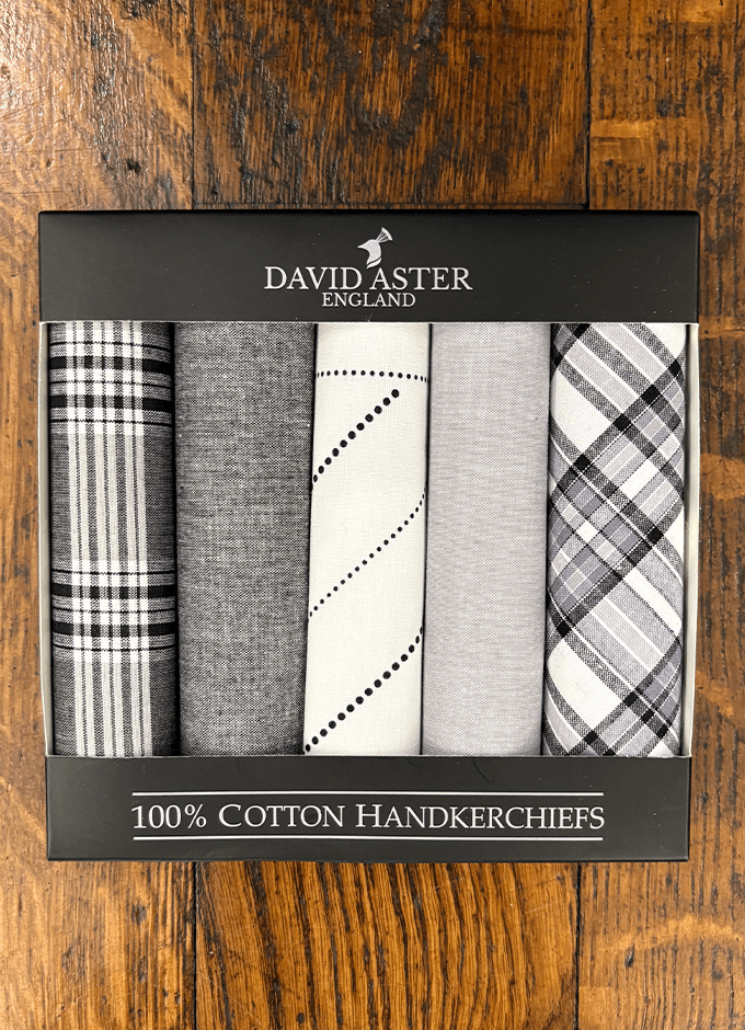 Pack of Assorted Black and Grey Handkerchiefs