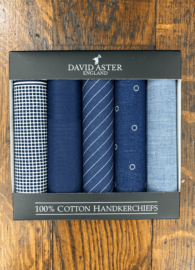 Pack of Assorted Dark Blue Handkerchiefs
