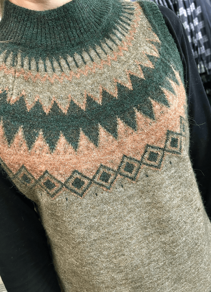 Doyle Women's Fair Isle Pattern Vest | Olive Multi
