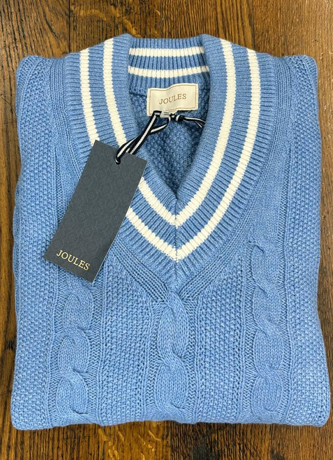 Dibly Cable Knit Cricket Jumper | Blue