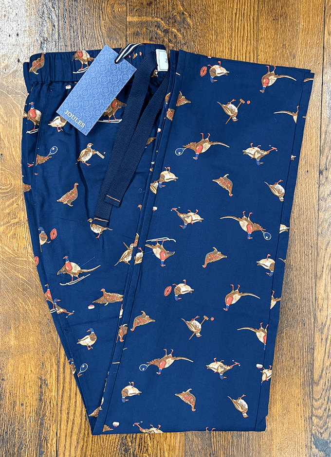 Dozer Cotton Pyjama Bottoms | Navy Game Birds