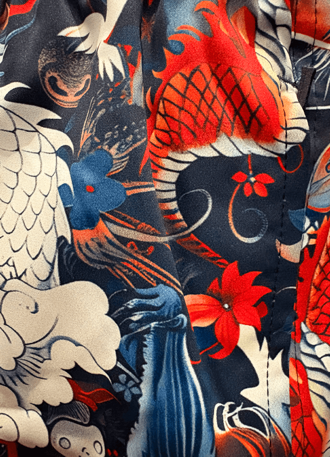 Swole Panda | HydroMotion Swim Shorts | Dragon Pattern