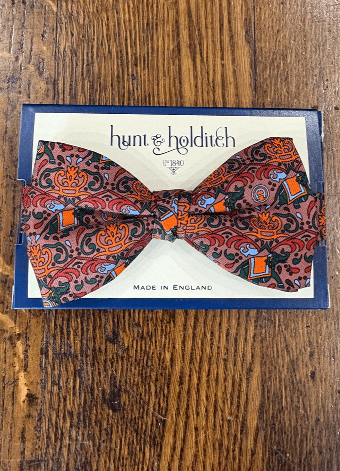Pre Tied English Printed Silk Bow Tie | Elephant