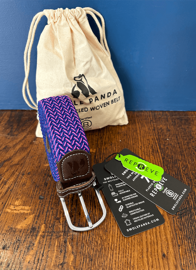 Swole Panda | Navy With Fine Pink ZigZag Belt