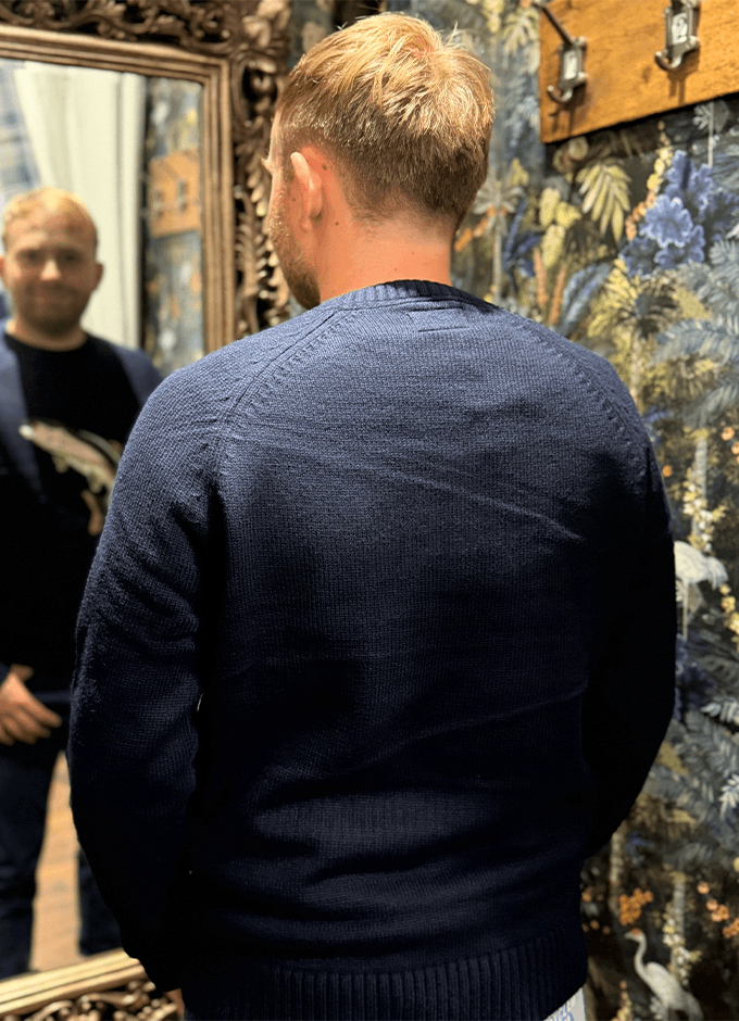 Intarsia Crew Neck Navy Fish Jumper