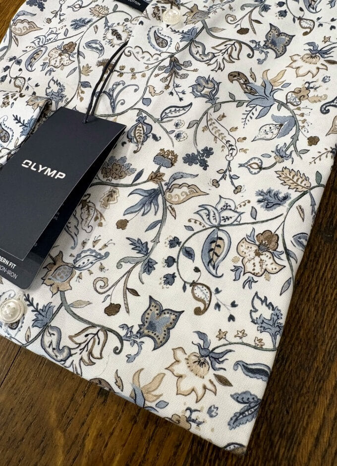 Luxor Shirt Modern Fit | Floral/White Background