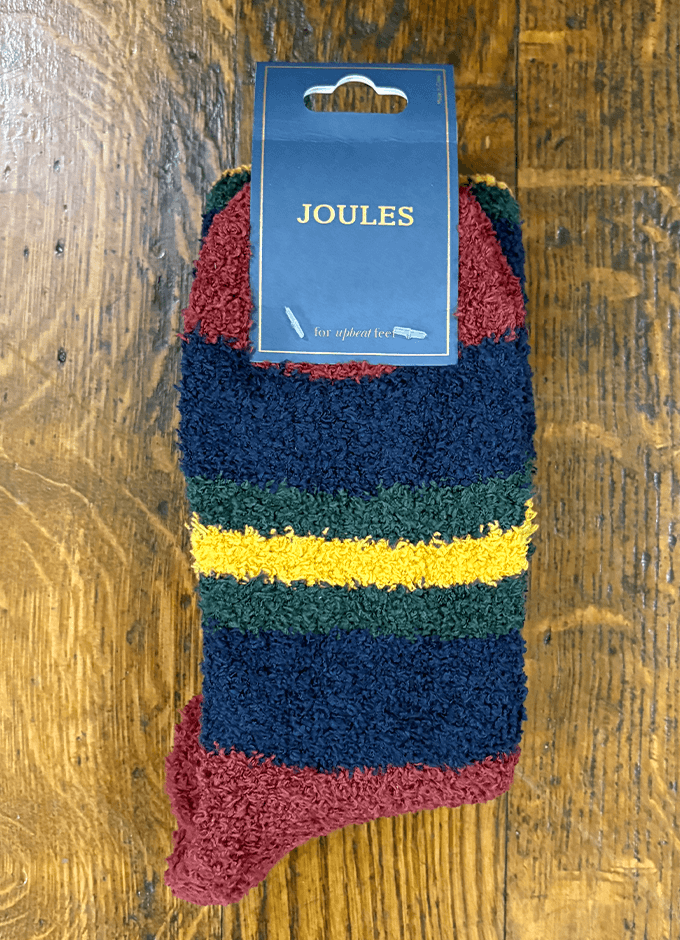Mens Fluffy Sock| Red & Navy Stripe