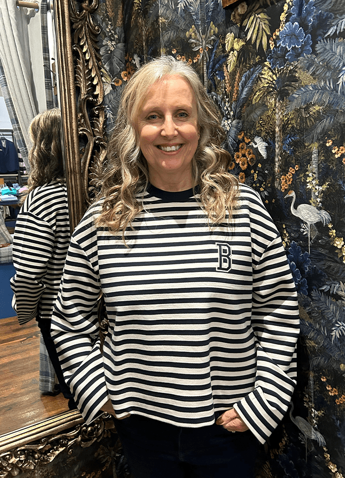 Gabby Striped Sweatshirt | Navy/White