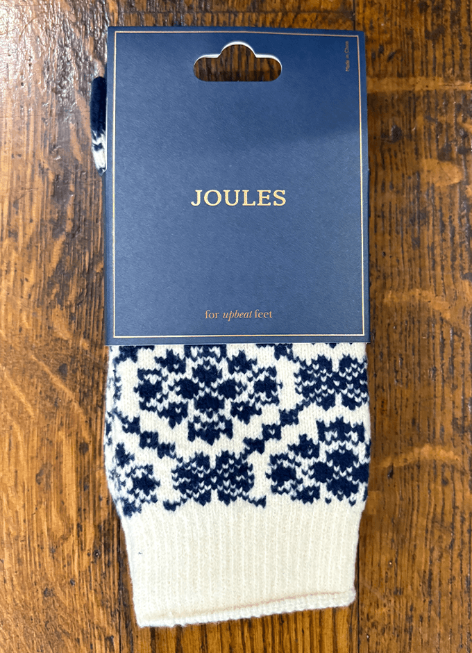 Women's Cosy Navy Geo Socks (Size 4-8)