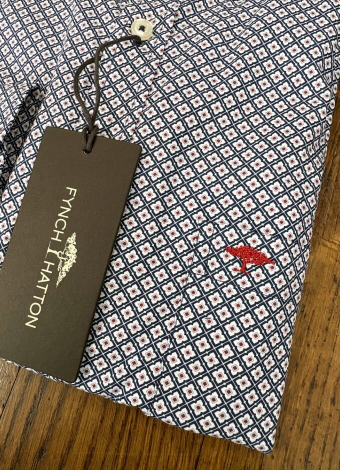 Geo Print Shirt | Navy & Red