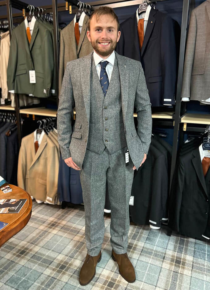 Grafton Grey Moon Tweed Trousers