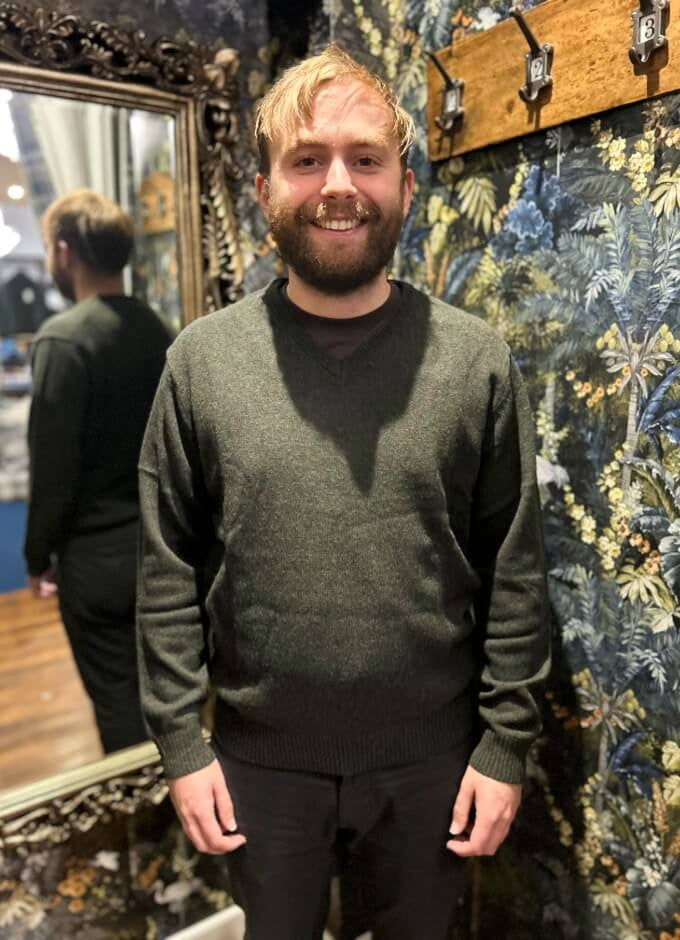 Lambswool Jumper | V Neck | Dark Green