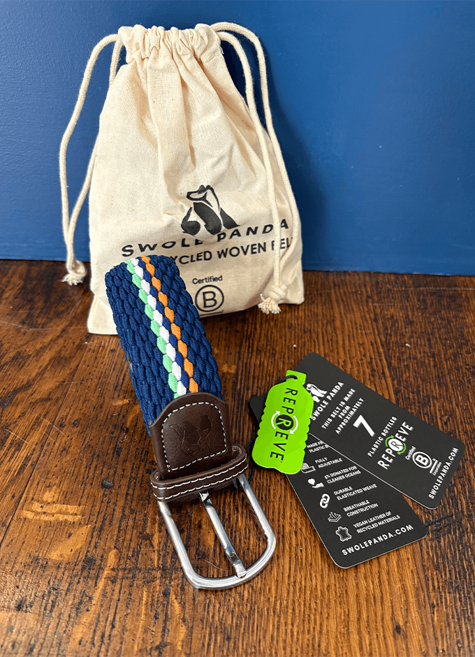 Swole Panda | Navy With Orange/White/Green Rainbow Belt