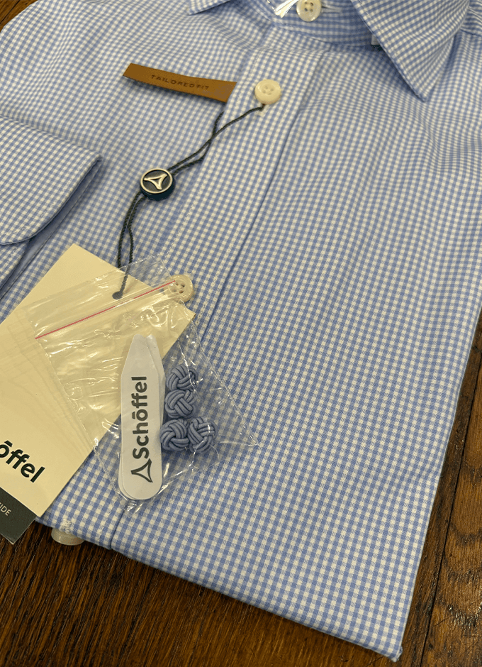 Greenwich Tailored Shirt/Light Blue Micro Check
