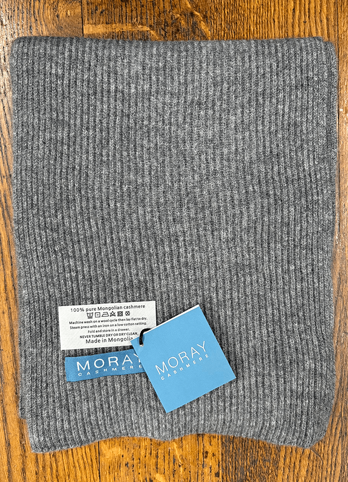 Long Ribbed Knit Scarf | Derby Grey