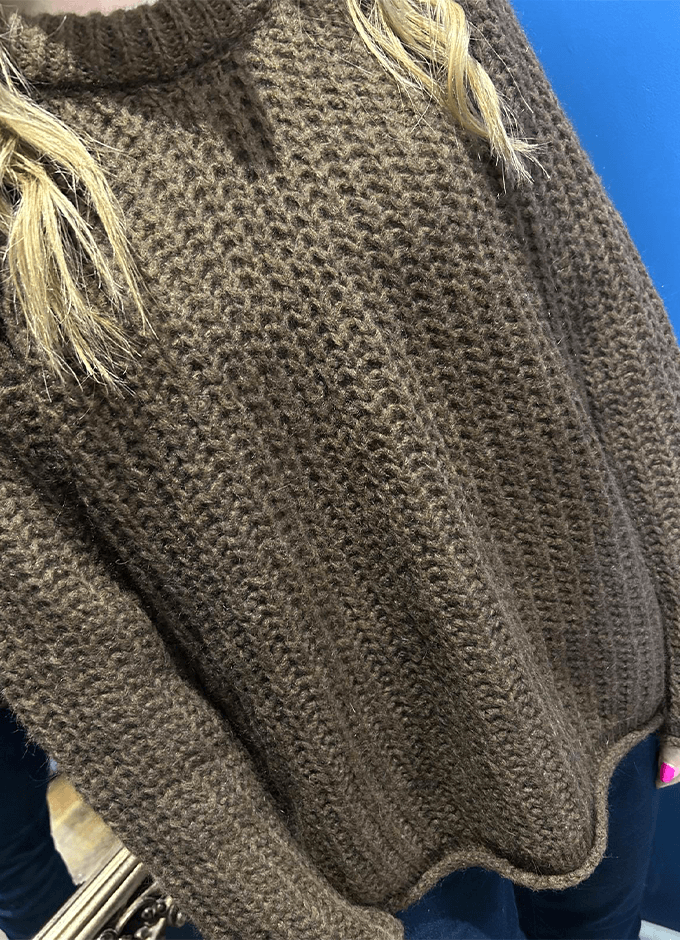 Ladies Hairy Raglan Pullover | Chocolate