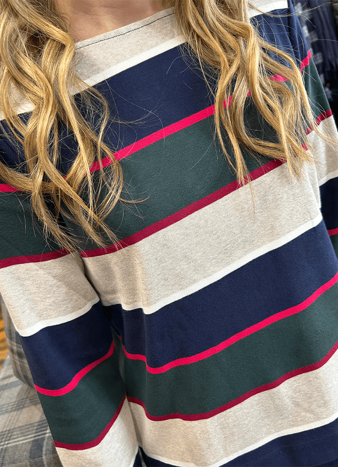 Harbour Boat Neck Breton Top | Navy/Green