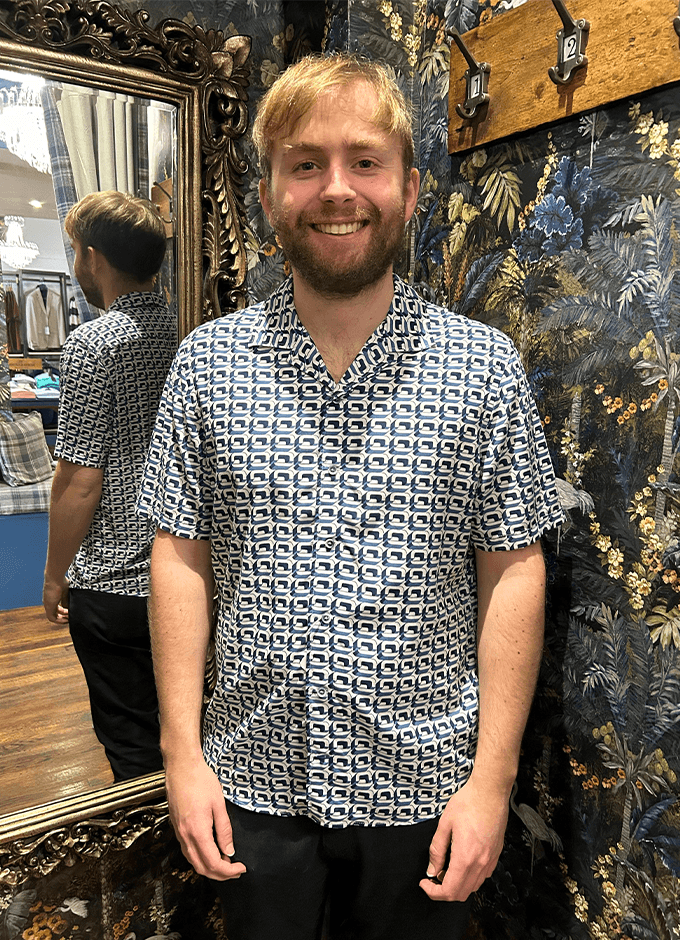 Casual Fit Hawaiian Shirt | Blue Pattern