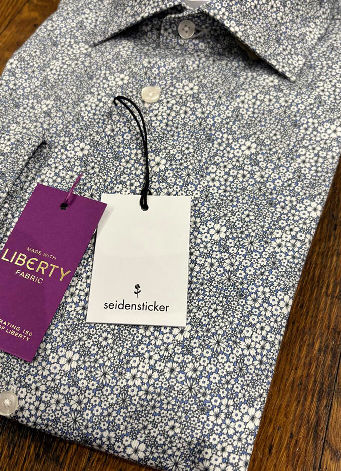 Floral Design Shirt | Shaped Fit | Grey Liberty Print