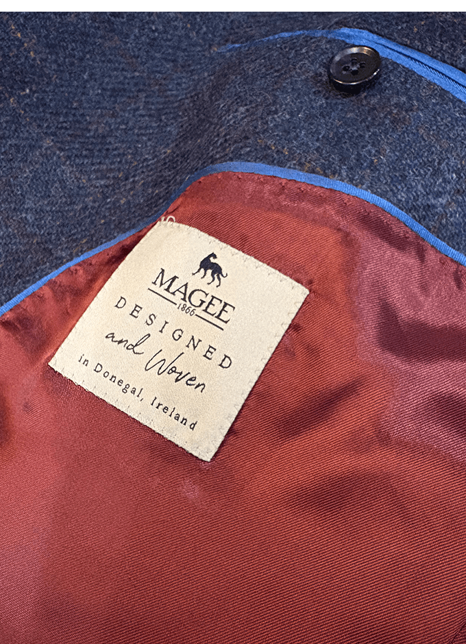 Liffey Jacket | Blue With Burgundy Overcheck