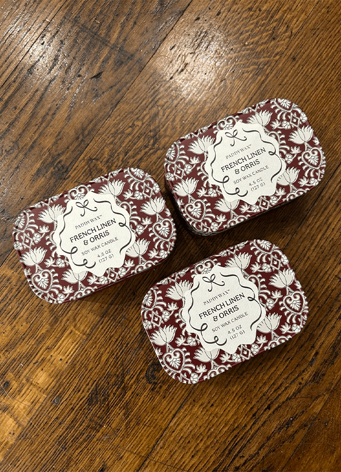 4.5oz/127g Printed Tin Candle | French Linen & Orris