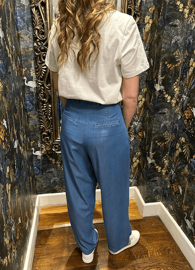 Lyocell Cropped Trousers | Denim