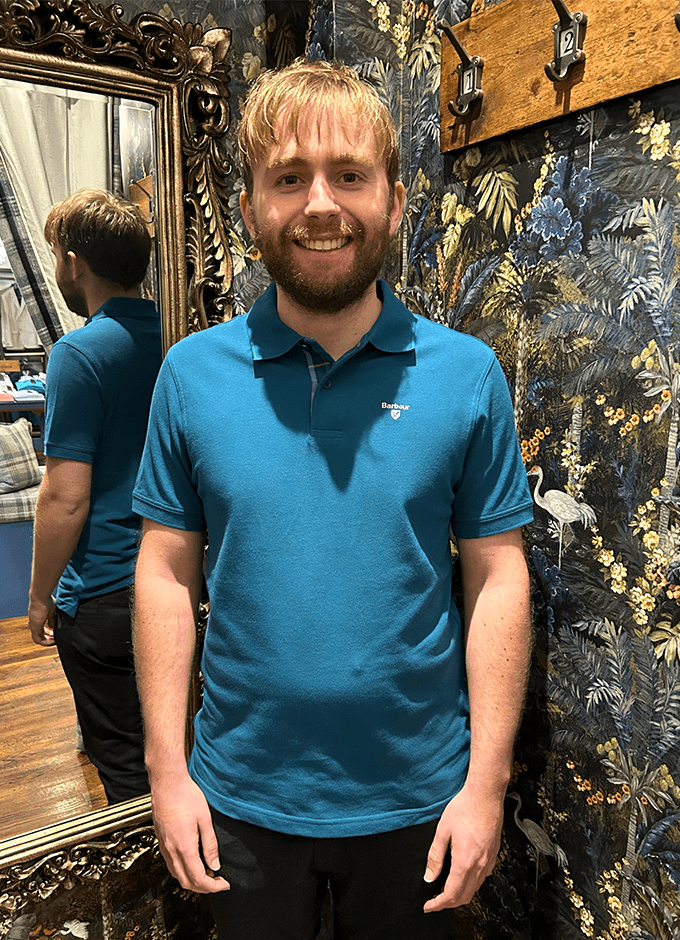 Tartan Pique Polo Shirt | Lyons Blue