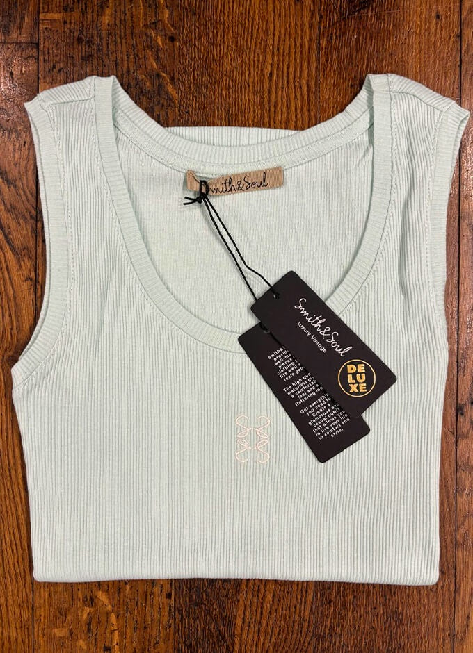 Basic Anagram Rib Top | Light Mint
