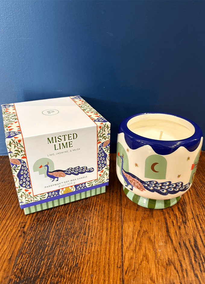 Dopo 226g Peacock Ceramic Candle | Misted Lime