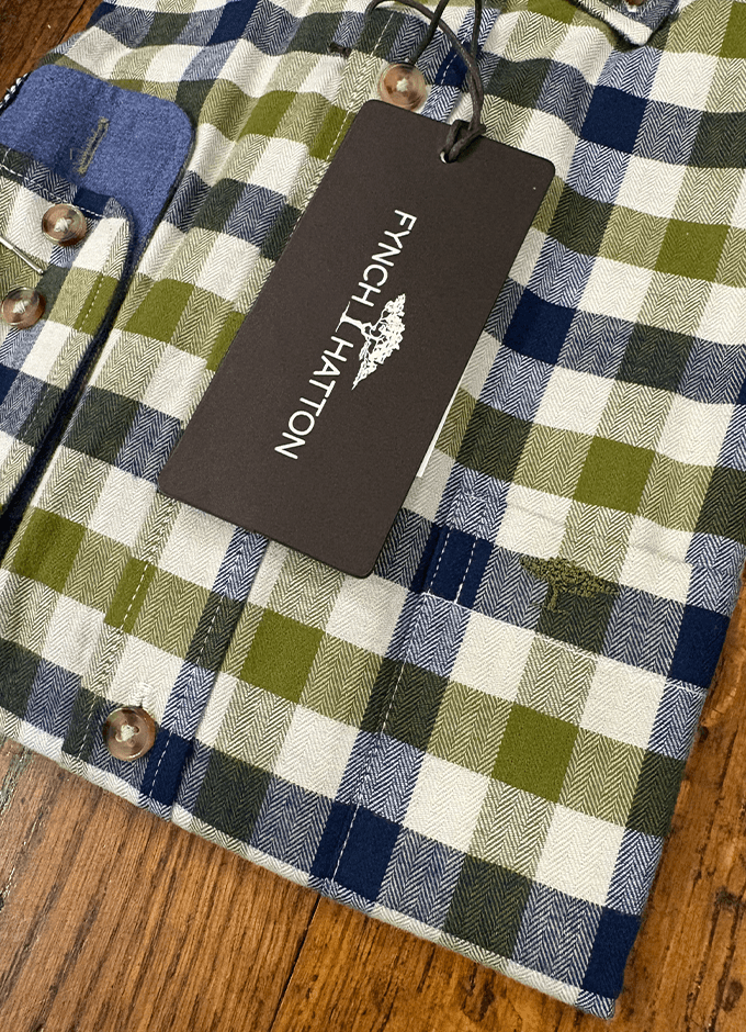 Herringbone Check Shirt | Moss