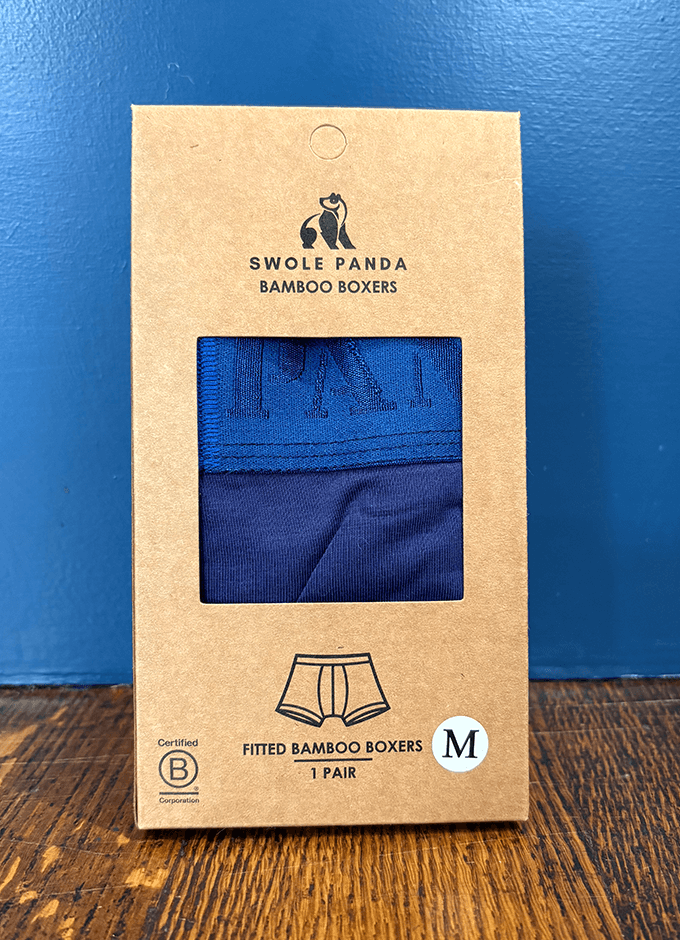 Swole Panda Bamboo Boxers | Navy with Navy Band